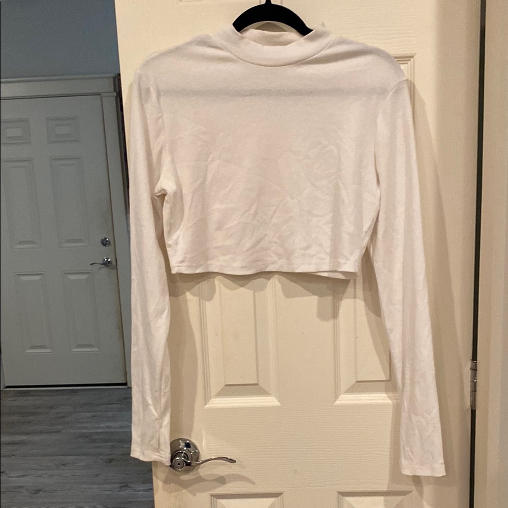 White Long Sleeve Crop Top